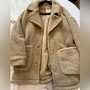 Garage, tan fuzzy coat size XS